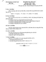 Đề kiểm tra học kì 1 môn Hóa học lớp 9 năm học 2014  2015 tỉnh Bến Tre 