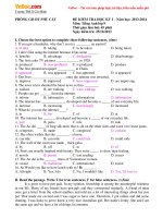 Đề thi học kì 1 môn Tiếng Anh lớp 9 trường THCS Cát Minh, Bình Định năm 2013  2014