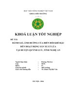 Đánh Giá Ảnh Hưởng Của Biến Đổi Khí Hậu Đến Hoạt Động Sản Xuất Lúa Tại Huyện Quỳnh Lưu, Tỉnh Nghệ An