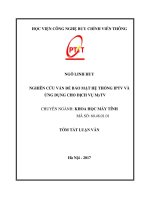 Nghiên cứu vấn đề bảo mật hệ thống TPTV và ứng dụng cho dịch vụ Mytv (tt)