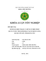 Đánh Giá Hiện Trạng Và Đề Xuất Giải Pháp Quản Lý Rác Thải Sinh Hoạt Tại Xã Hoàn Long, Huyện Yên Mỹ, Tỉnh Hưng Yên