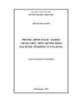 Phương trình Eulerwaring cho đa thức trên trường đóng đại số đặc số không và ứng dụng (LV thạc sĩ)