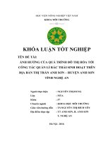 Ảnh Hưởng Của Quá Trình Đô Thị Hóa Tới Công Tác Quản Lí Rác Thải Sinh Hoạt Trên Địa Bàn Thị Trấn Anh Sơn ,Huyện Anh Sơn, Tỉnh Nghệ An