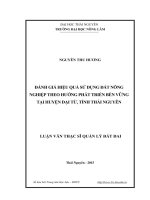 Đánh giá hiệu quả sử dụng đất nông nghiệp theo hướng phát triển bền vững tại huyện Đại Từ, tỉnh Thái Nguyên (LV thạc sĩ)