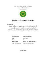 Đánh Giá Hiện Trạng Quản Lý Nước Thải Từ Hoạt Động Đúc Tại Làng Nghề Cơ Khí Đúc Tống Xã, Huyện Ý Yên, Tỉnh Nam Định
