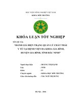 Đánh Giá Hiện Trạng Quản Lý Chất Thải Y Tế Tại Bệnh Viện Đa Khoa Gia Bình, Tỉnh Bắc Ninh