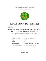 Đánh Giá Hiện Trạng Hệ Thống Thủy Nông Phục Vụ Sản Xuất Nông Nghiệp Tại Huyện Giao Thủy, Tỉnh Nam Định