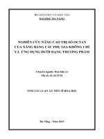 Nghiên cứu nâng cao trị số octan của xăng bằng các phụ gia không chì và ứng dụng dưới dạng thương phẩm