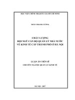 Chất lượng đội ngũ cán bộ quản lý nhà nước về kinh tế cấp thành phố ở Hà Nội (LA tiến sĩ)