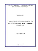 Đánh Giá Hiện Trạng Chất Lượng Nước Mặt Sông Đuống Đoạn Chảy Qua Huyện Tiên Du,  Tỉnh Bắc Ninh