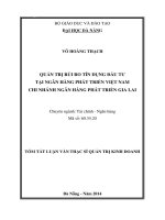 Quản trị rủi ro tín dụng đầu tư tại Ngân hàng Phát triển Việt Nam chi nhánh Ngân hàng Phát triển Gia Lai