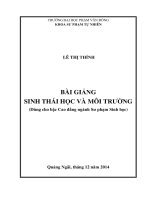 Sinh thái học và môi trường bài giảng dành cho sinh viên