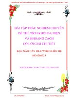 Bài tập trắc nghiệm thể tích khối đa diện và khoảng cách có lời giải chi tiết 