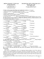 Đề thi học kì 2 môn Tiếng anh lớp 9 Mỹ Hào, Hưng Yên năm 2015  2016