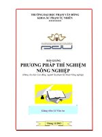 Phương pháp thí nghiệm nông nghiệp bài giảng dành cho sinh viên