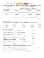 Đề thi học kì 2 môn Tiếng anh lớp 9 Thanh Hoá năm 2015  2016