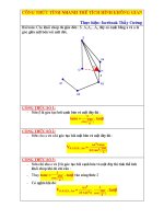 CÔNG THỨC TÍNH  NHANH THỂ TÍCH HÌNH KHÔNG GIAN 