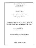 Nghiên cứu thực trạng lo âu của nữ cán bộ công nhân viên chức thuộc Đại học Đà Nẵn