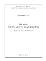 Nghiên cứu bài toán tối ưu véc tơ toàn phương Điều kiện tối ưu, điều kiện tồn tại nghiệm, vô hướng hoá bài toán tối ưu véc tơ toàn phương và bài toán tối ưu véc tơ toàn ătơng lồi