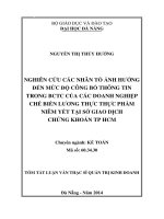 Nghiên cứu các nhân tố ảnh hưởng đến mức độ công bố thông tin trong BCTC của các doanh nghiệp chế biến lương thực thực phẩm niêm yết tại Sở Giao dịch Chứng khoán TP.HC