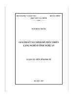 Giải pháp tài chính để phát triển làng nghề ở tỉnh Nghệ An (LA tiến sĩ)