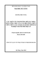 Các nhân tố ảnh hưởng đến sự thỏa mãn công việc của cán bộ công chức, viên chức các cơ quan hành chính sự nghiệp thành phố Hội An