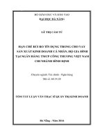 Hạn chế rủi ro tín dụng trong cho vay sản xuất kinh doanh cá nhân, hộ gia đình tại Ngân hàng TMCP Công thương Việt Nam chi nhánh Bình Địn