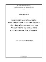 Nghiên cứu đặc điểm hình thái cây khôi, đặc điểm cấu tạo giải phẫu, ảnh hưởng của ánh sáng đến khả năng sinh trưởng của cây khôi để làm cơ sở khoa học cho việc bảo tồn gen cây thuốc quý 