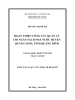 Hoàn thiện công tác quản lý chi ngân sách nhà nước huyện Quảng Ninh, tỉnh Quảng Bìn