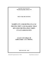 Nghiên cứu ảnh hưởng của các phương thức làm mạ khác nhau đến sinh trưởng, phát triển của lúa Khang dân (LV thạc sĩ)
