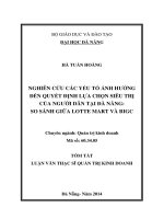 Nghiên cứu các yếu tố ảnh hưởng đến quyết định lựa chọn siêu thị của người dân tại Đà Nẵng So sánh giữa Lotte Mart và Big