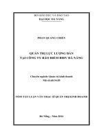 Quản trị lực lượng bán tại Công ty Bảo hiểm BIDV Đà Nẵng