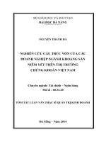 Nghiên cứu cấu trúc vốn của các doanh nghiệp ngành khoáng sản niêm yết trên thị trường chứng khoán Việt Na