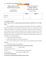 Đề thi giữa học kì 2 môn Tiếng anh lớp 9 THCS Chu Quỳnh, Đắk Lắk năm học 2015  2016