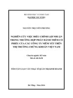Nghiên cứu việc điều chỉnh lợi nhuận trong trường hợp phát hành thêm cổ phiếu của các công ty niêm yết trên thị trường chứng khoán Việt Nam