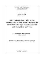 Biện pháp quản lý xây dựng trường trung học cơ sở đạt chuẩn quốc gia trên địa bàn thành phố Kon Tum, tỉnh Kon Tu