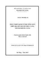 Phát triển kinh tế hộ nông dân trên địa bàn huyện Hòa Vang, thành phố Đà Nẵn