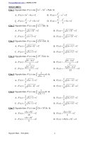 Bài tập trắc nghiệm nguyên hàm, tích phân 