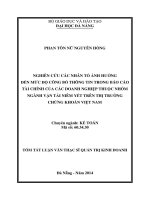 Nghiên cứu các nhân tố ảnh hưởng đến mức độ công bố thông tin trong báo cáo tài chính của các doanh nghiệp thuộc nhóm ngành vận tải niêm yết trên thị trường chứng khoán Việt Nam