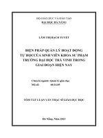 Biện pháp quản lý hoạt động tự học của sinh viên khoa sư phạm trường Đại học Trà Vinh trong giai đoạn hiện nay