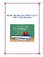 bộ đề thi học kì 2 môn Vật lý lớp 7 năm 2016-2017