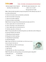 Đề thi giữa học kì 2 môn Vật lý lớp 9 trường THCS Biên Giới, Tây Ninh năm học 2015  2016 