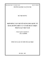 Hợp đồng vận chuyển hàng hóa quốc tế bằng đường biển và vấn đề hoàn thiện (tt) 