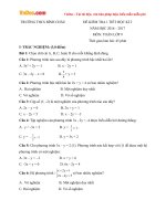 Đề kiểm tra 1 tiết học kì 2 môn Toán lớp 9 trường THCS Bình Châu, Quảng Ngãi năm học 2016  2017 