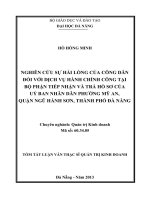 Nghiên cứu sự hài lòng của công dân đối với dịch vụ hành chính công tại Bộ phận Tiếp nhận và trả hồ sơ của Ủy ban Nhân dân phường Mỹ An, quận Ngũ Hành Sơn, thành phố Đà Nẵng