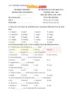 Đề thi giữa học kì 2 môn Tiếng anh lớp 9 Yên Phượng, Vĩnh Phúc năm học 2015  2016