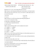 Đề thi giữa học kì 2 môn Sinh học lớp 9 trường THCS Biên Giới, Tây Ninh năm học 2015  2016 