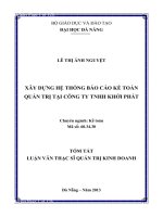 Xây dựng hệ thống báo cáo kế toán quản trị tại Công ty TNHH Khởi Phát