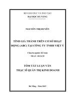 Tính giá thành trên cơ sở hoạt động (ABC) tại Công ty TNHH Việt Ý