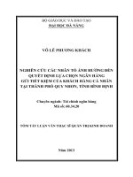 Nghiên cứu các nhân tố ảnh hưởng đến quyết định lựa chọn ngân hàng gửi tiết kiệm của khách hàng cá nhân tại thành phố Qui Nhơn, tỉnh Bình Định